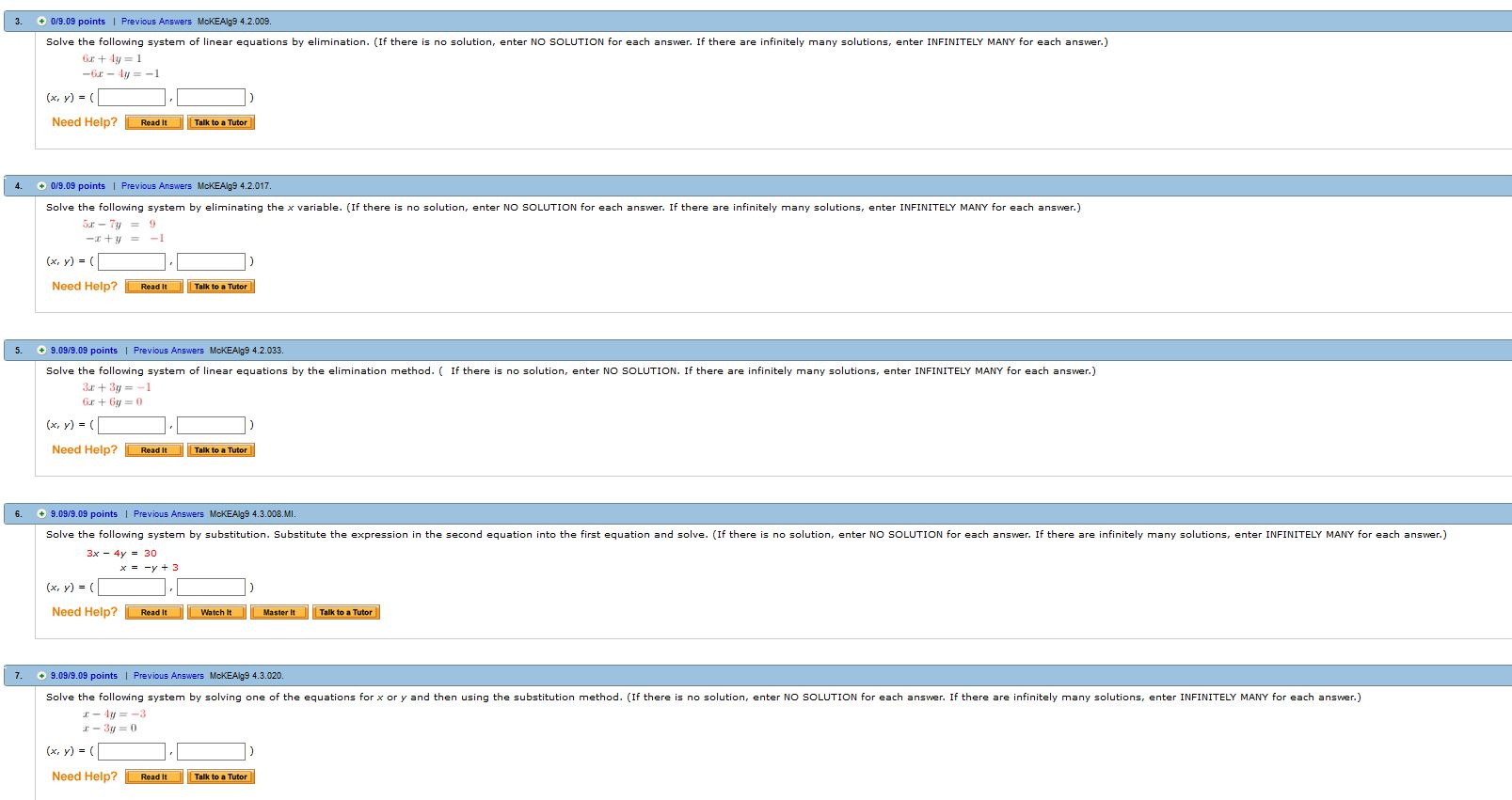 Solved Solve the following system of linear equations by | Chegg.com