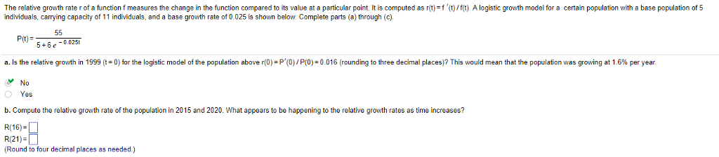 Solved The relative growth rate r of a function f measures | Chegg.com