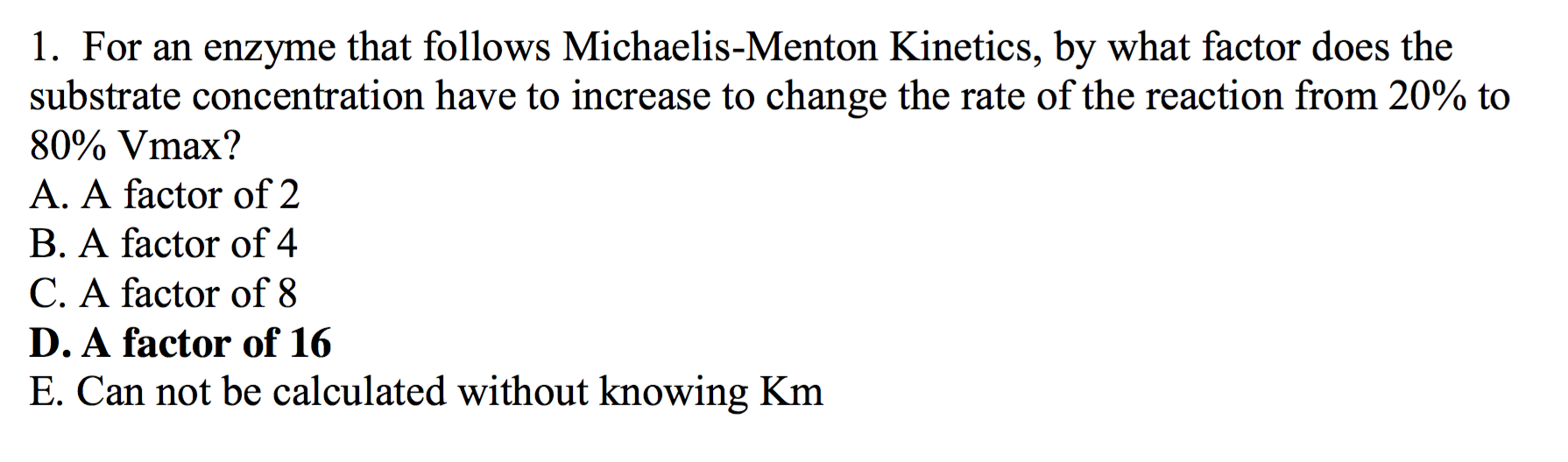Solved For an enzyme that follows Michaelis-Menton Kinetics, | Chegg.com