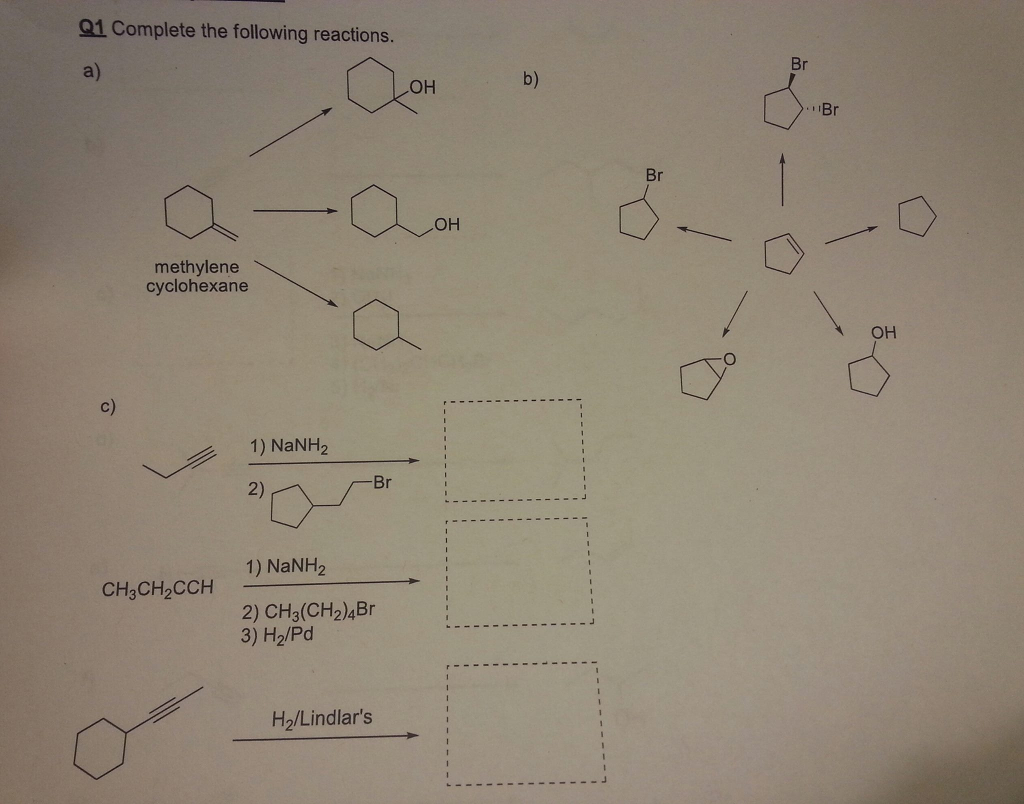 Solved Complete The Following Reactions Chegg