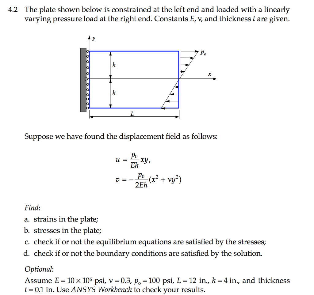 Solved The plate shown below is constrained at the left end | Chegg.com