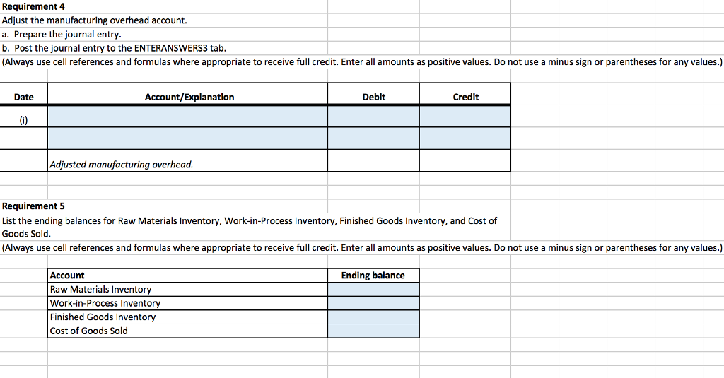 Solved Job Order Costing Using Excel To Calculate A | Chegg.com