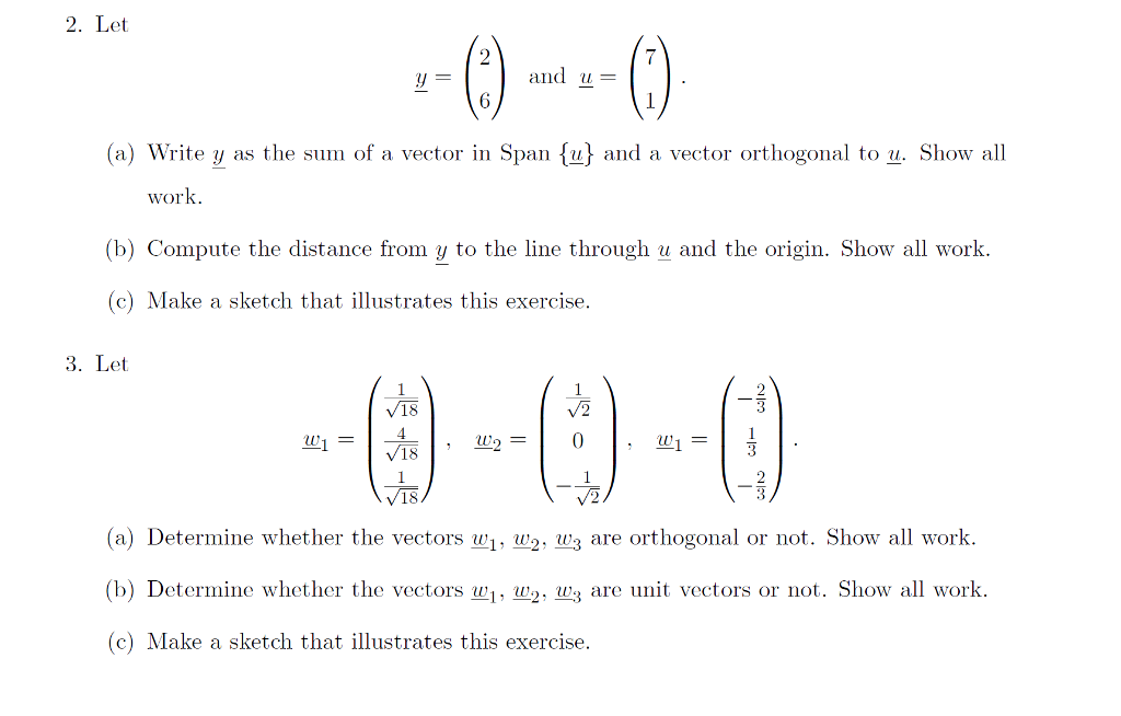 Solved Let Y 2 6 And U 7 1 A Write Y As The Sum 1144