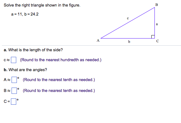 Solved Solve the right triangle shown in the figure a=11, | Chegg.com