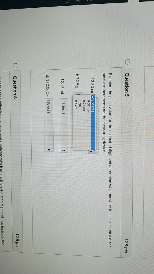 Solved DQuestion 5 12.5 pts Examine the place value for the | Chegg.com