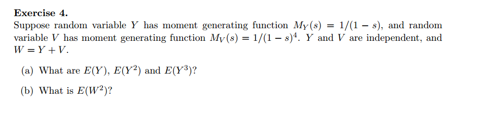 Solved Suppose random variable Y has moment generating | Chegg.com