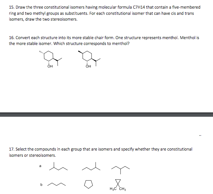 Solved 15 Draw The Three Constitutional Isomers Having