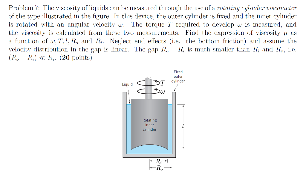 Solved Problem 7 The viscosity of liquids can be measured