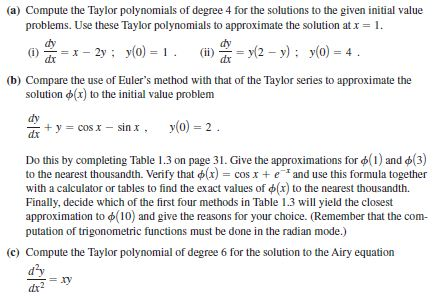 Compute the Taylor polynomials of degree 4 for the | Chegg.com