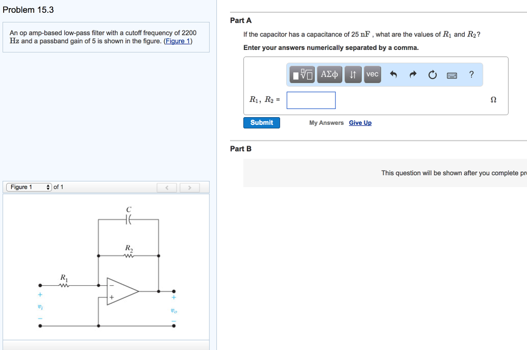 Solved An op ampbased lowpass filter with a cutoff
