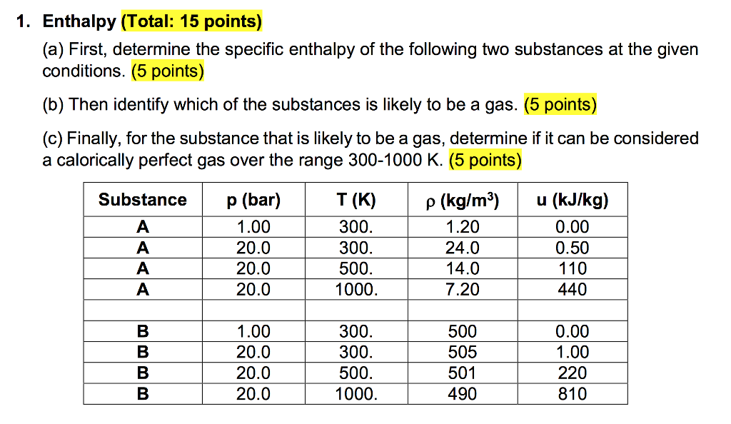 Solved First, Determine The Specific Enthalpy Of The | Chegg.com