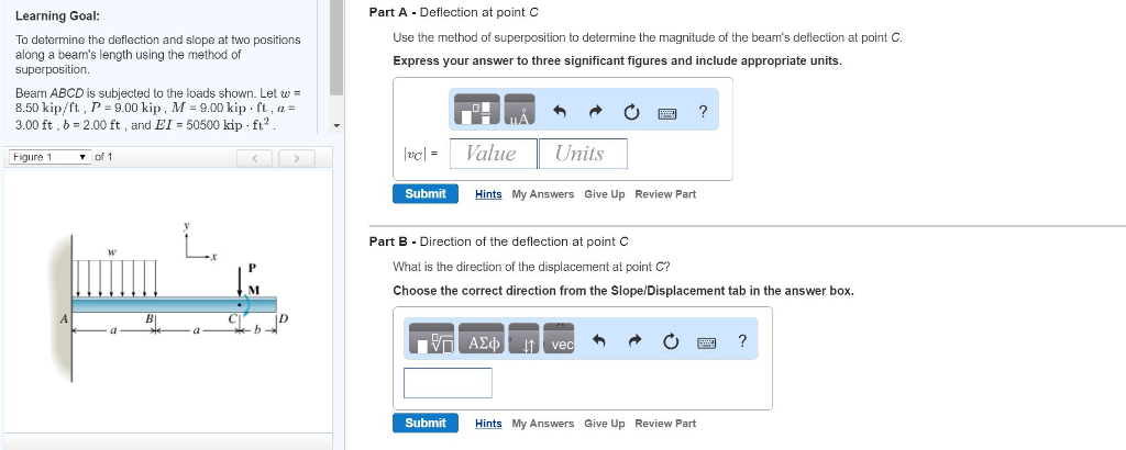 Solved To determine the deflection and slope at two | Chegg.com