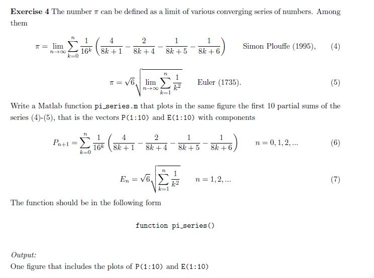 Solved The number pi can be defined as a limit of various