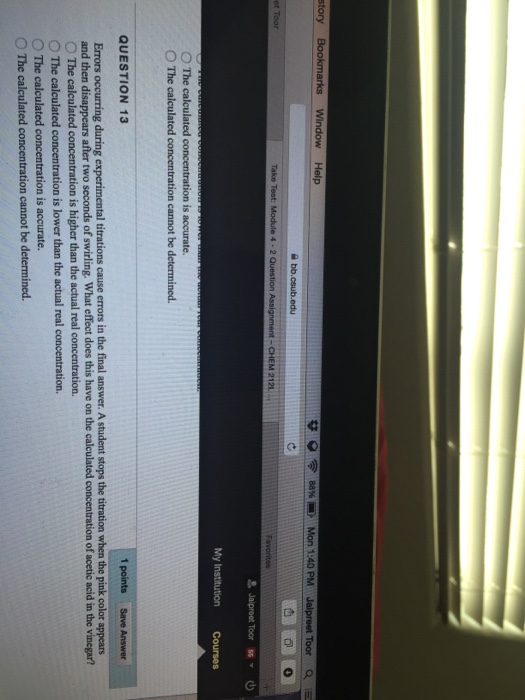 Solved Errors occurring during experimental titration cause