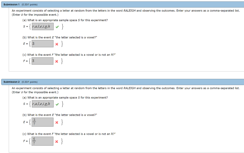 Solved Submission 1 (0.33/1 points) An experiment consists | Chegg.com