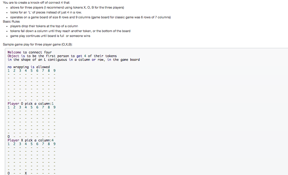 Solved You are to create a knock-off of connect 4 that: | Chegg.com