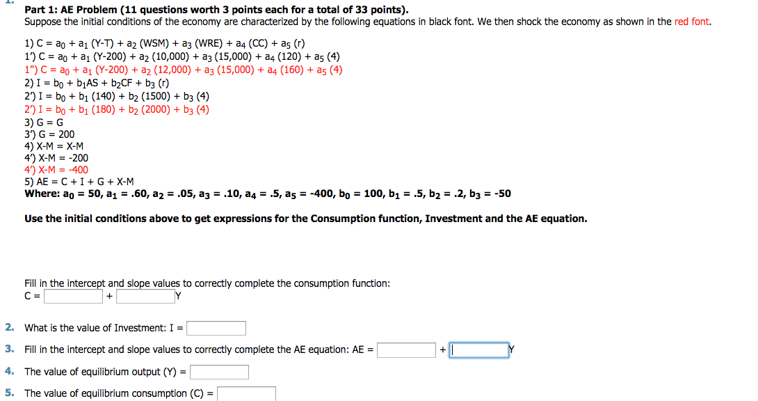 Solved Part 1: AE Problem (11 questions worth 3 points each | Chegg.com