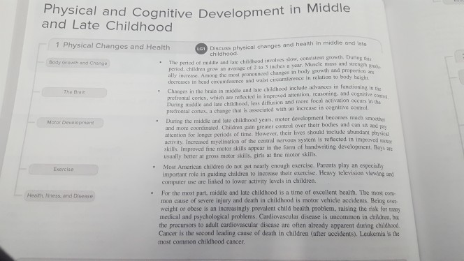 Middle and late childhood cognitive online development