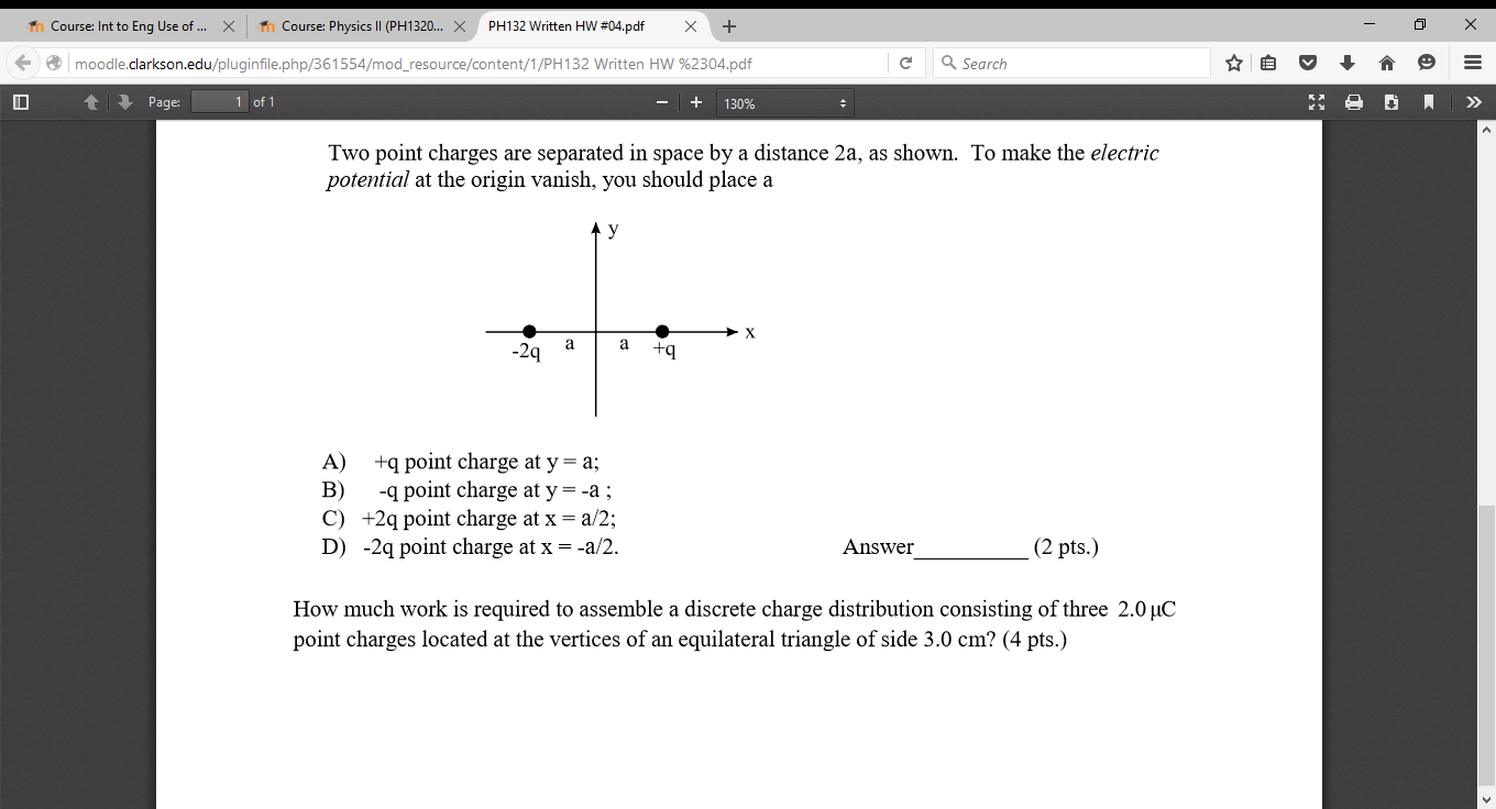 Solved Two point charges are separated in space by a | Chegg.com