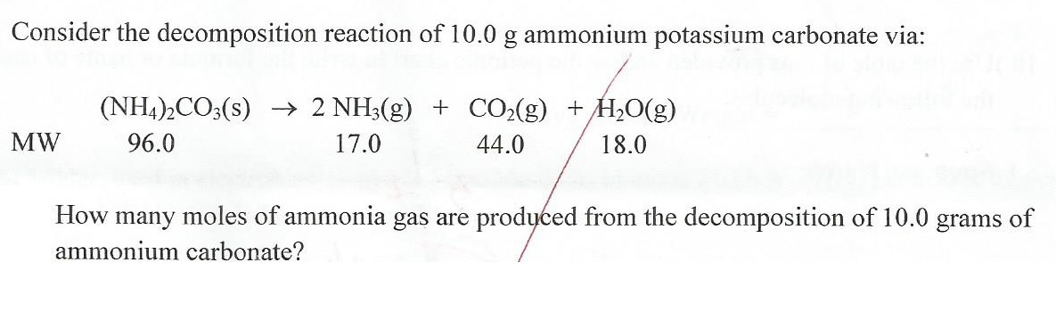 Solved Consider the decomposition reaction of 10.0 g | Chegg.com