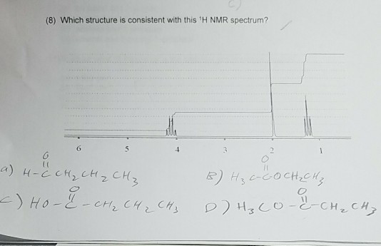Solved (8) Which structure is consistent with this 'H NMR | Chegg.com