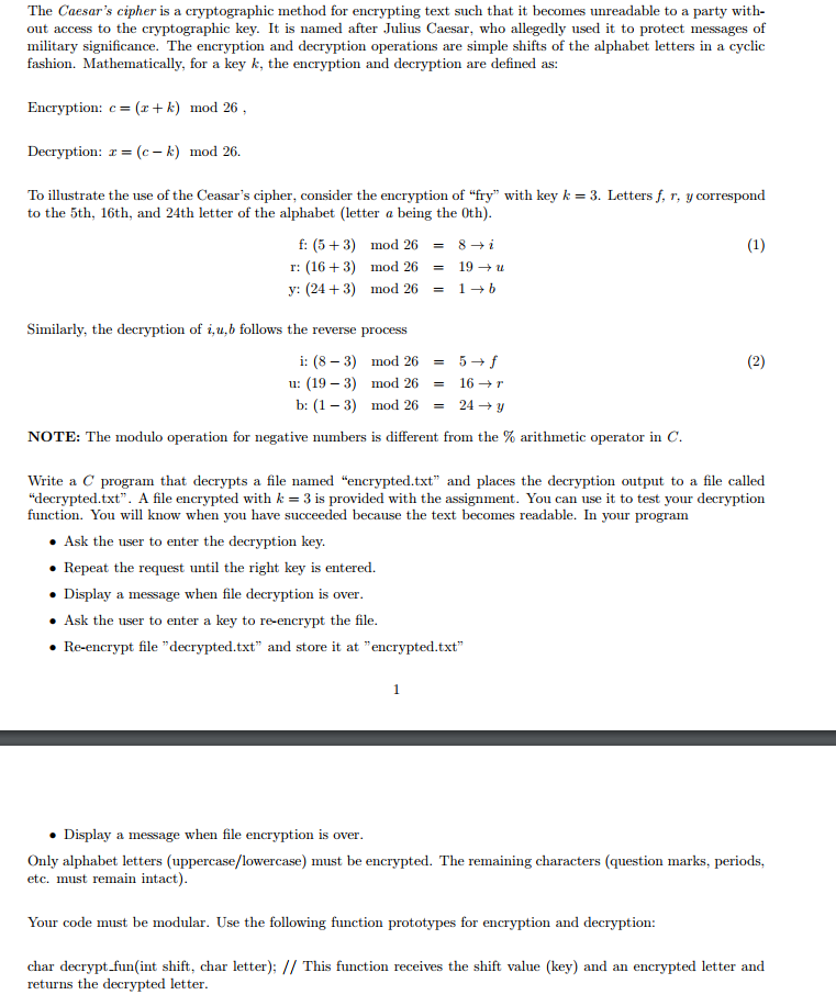 The Caesar S Cipher Is A Cryptographic Method For Chegg Com   PhpINCqrX 