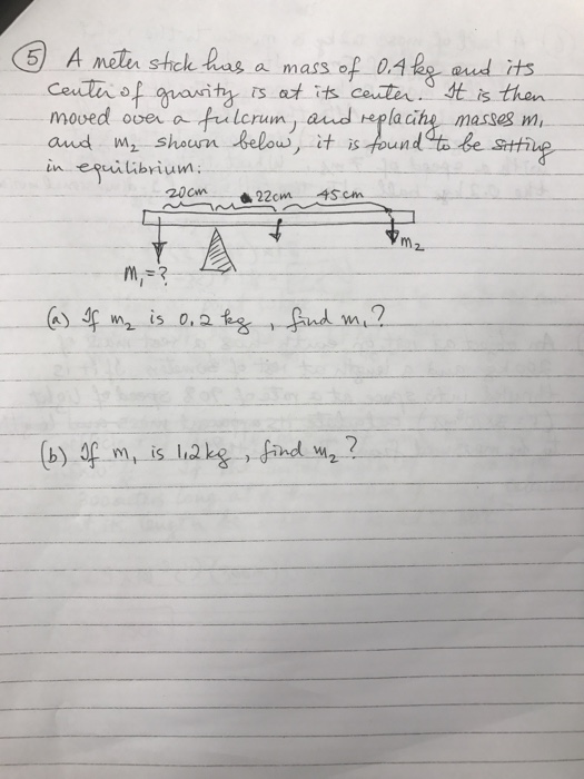 Solved A Meter Stick Has A Mass Of 0.4 Kg And Its Centre