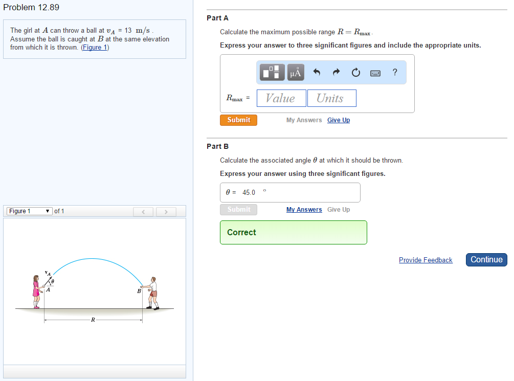 Solved Problem 12.89 Part A The girl at A can throw a ball | Chegg.com