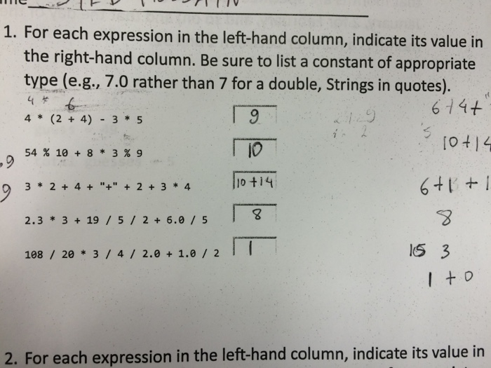 Solved For each expression in the lefthand column, indicate