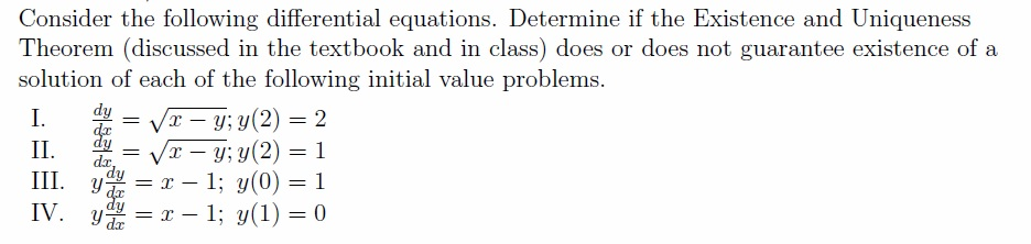 Solved Consider the following differential equations. | Chegg.com