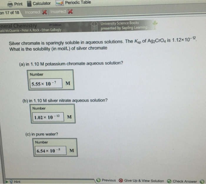 Solved Silver chromate is sparingly soluble in aqueous