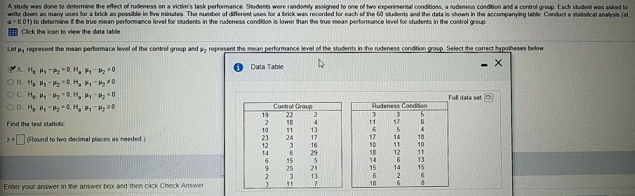 solved-a-study-was-done-to-determine-the-effect-of-rudeness-chegg