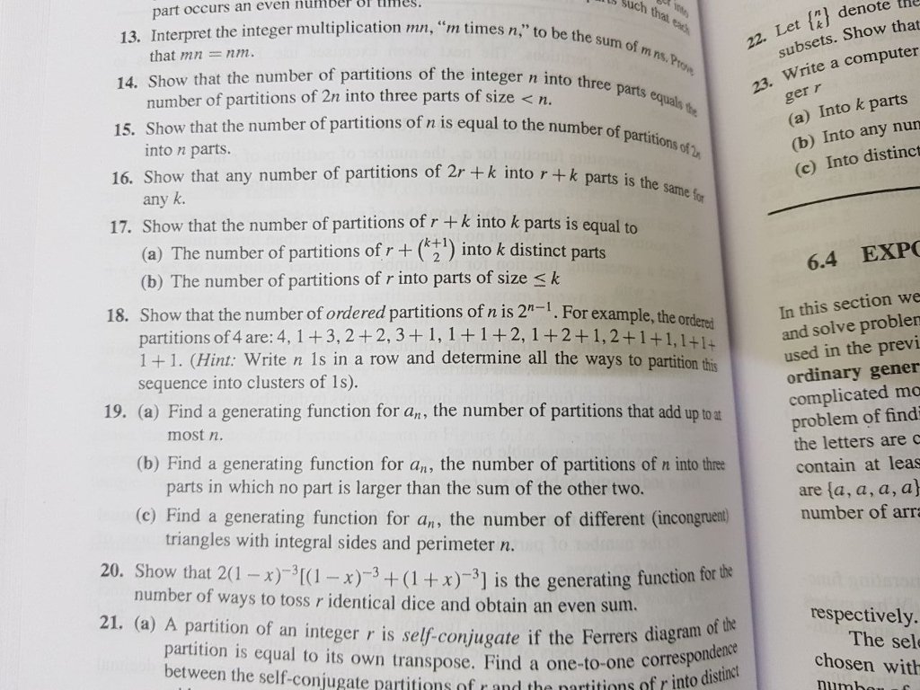 Solved (a) Find A Generating Function For A_n, The Number Of | Chegg.com