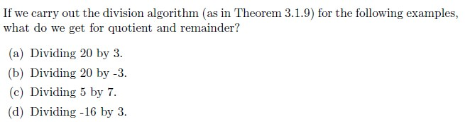If we carry out the division algorithm (as in Theorem | Chegg.com