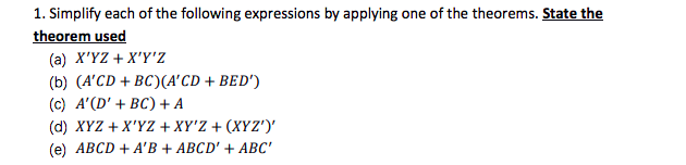 Solved 1. Simplify each of the following expressions by | Chegg.com