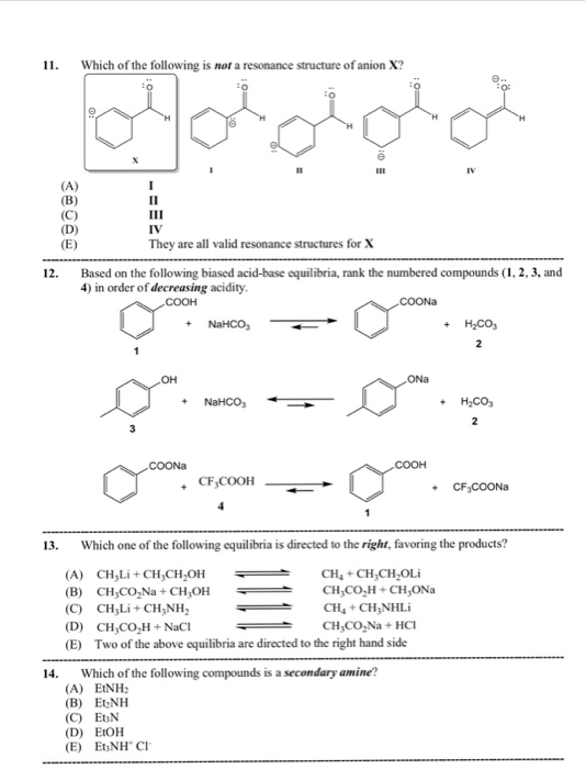 Solved Which of the following is not a resonance structure | Chegg.com