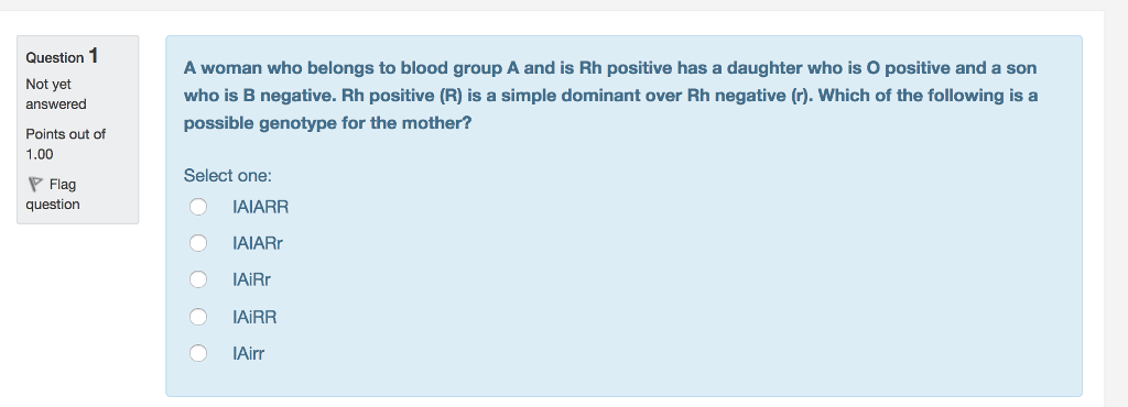 Solved Question A woman who belongs to blood group A and is | Chegg.com