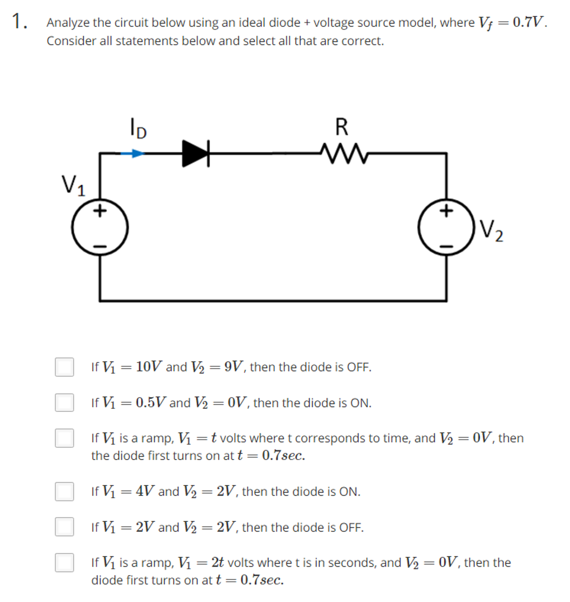 Solved Analyze The Circuit Below Using An Ideal Diode + | Chegg.com