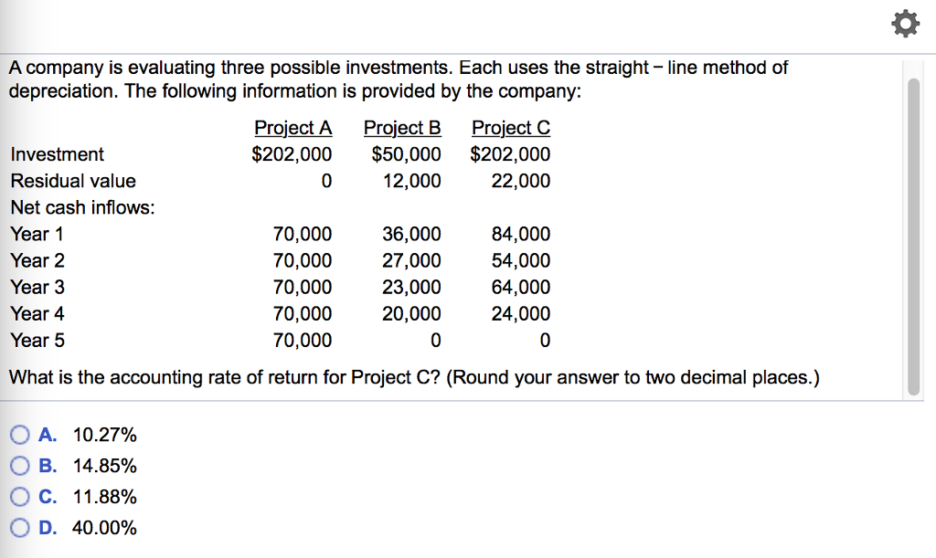 Solved A Company Is Evaluating Three Possible Investments. | Chegg.com