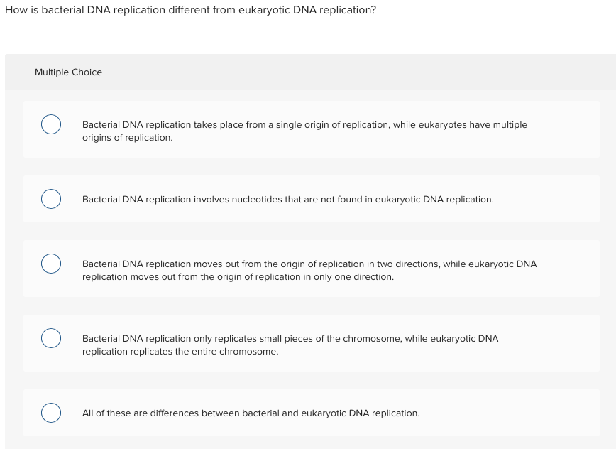 Solved How is bacterial DNA replication different from | Chegg.com