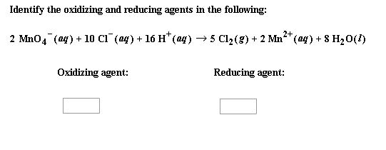 Solved Identify The Oxidizing And Reducing Agents In The Chegg Solved Identify The Oxidizing And Reducing Agents In The Chegg
