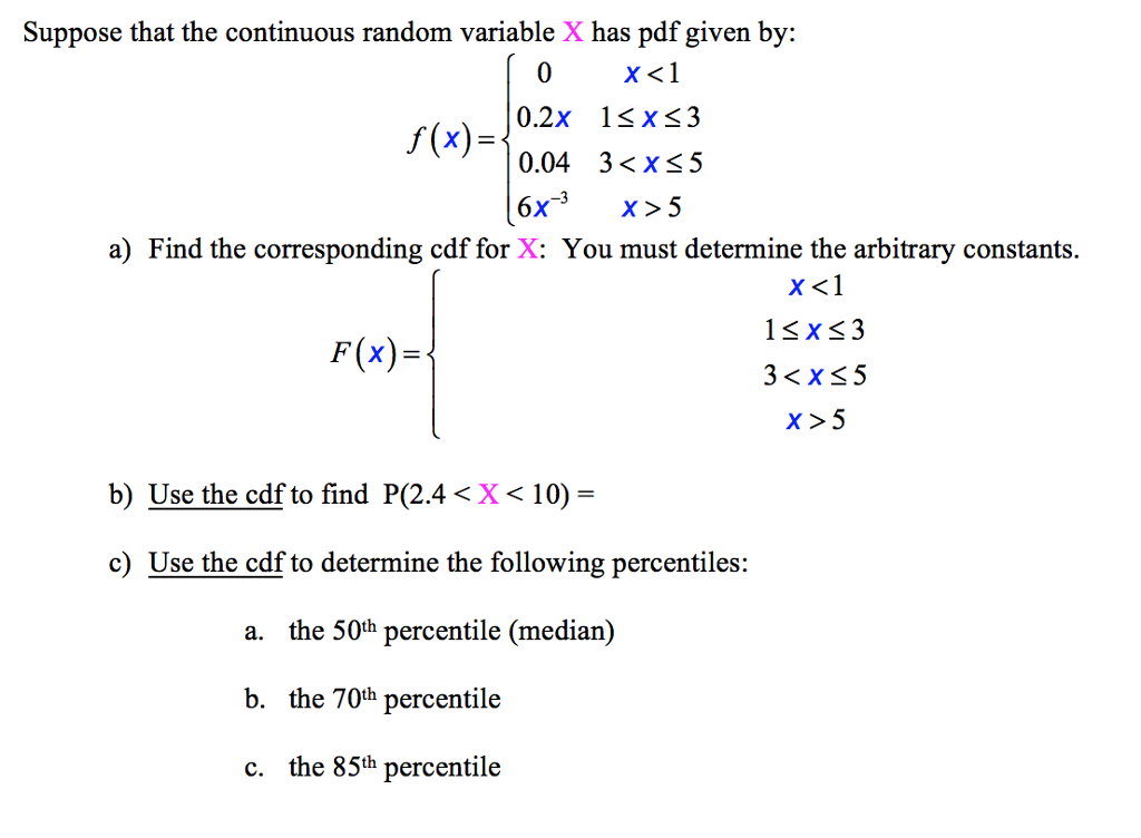 Solved Suppose that the continuous random variable X has pdf | Chegg.com