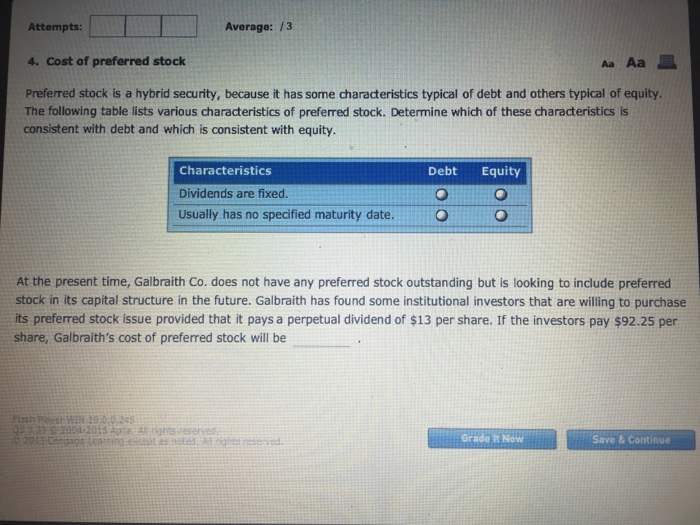 Solved Cost Of Preferred Stock Preferred Stock Is A Hybrid Chegg