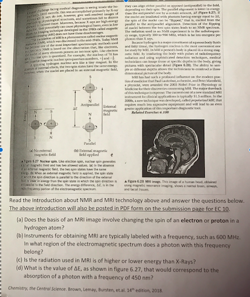 Solved Read The Introduction About NMR And MRI Technology Chegg
