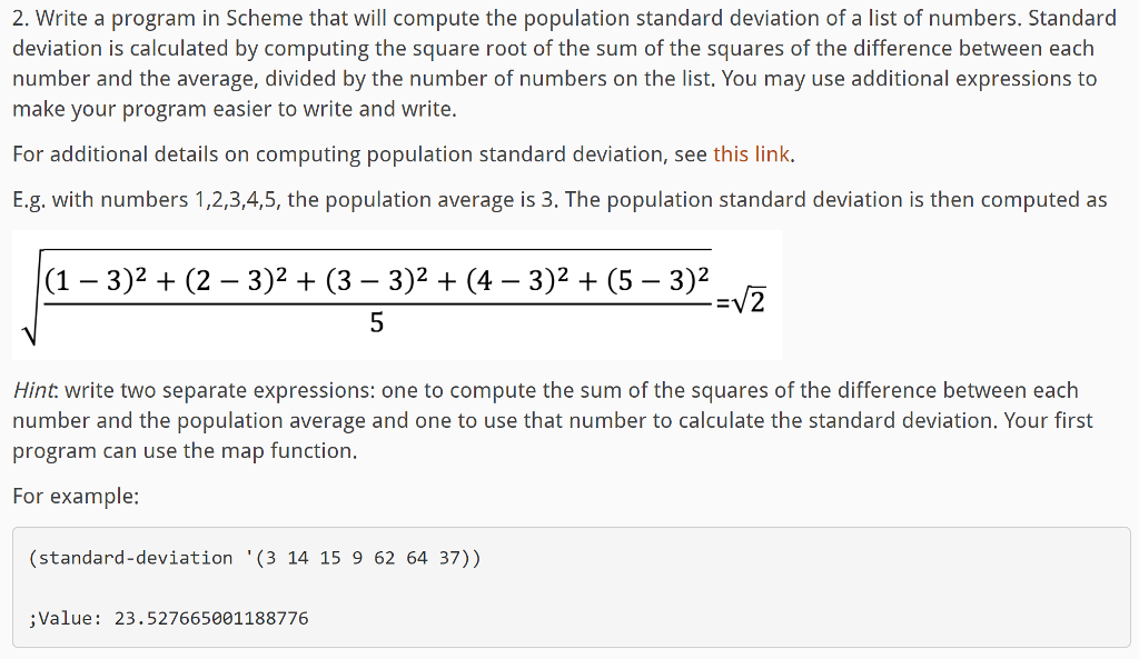 Solved Write A Program In Scheme With The Following | Chegg.com