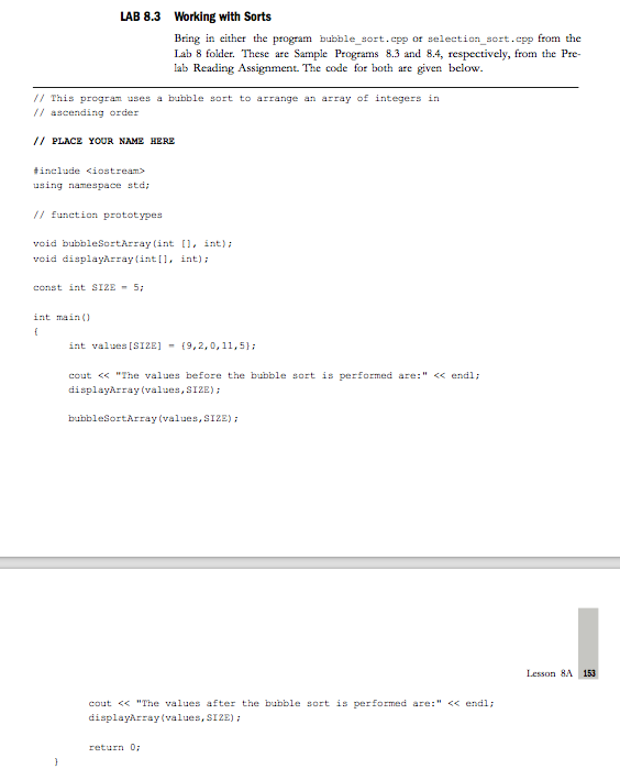 Solved LAB 8.3 Working with Sorts Bring in either the | Chegg.com