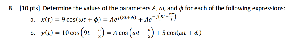 Solved Determine the values of the parameters A, omega, and | Chegg.com