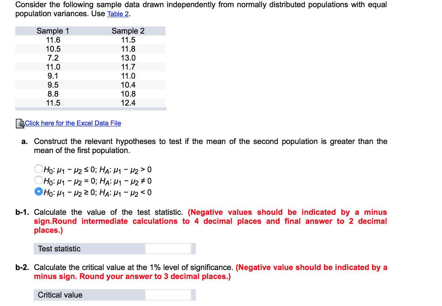 Calculate the value of the test statistic. | Chegg.com