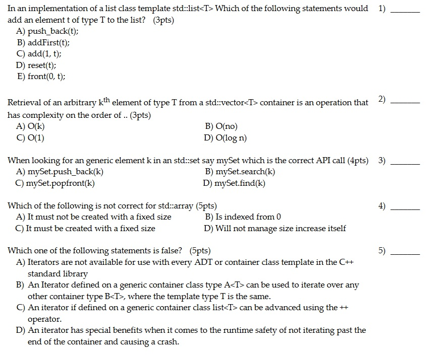 Solved In an implementation of a list class template | Chegg.com