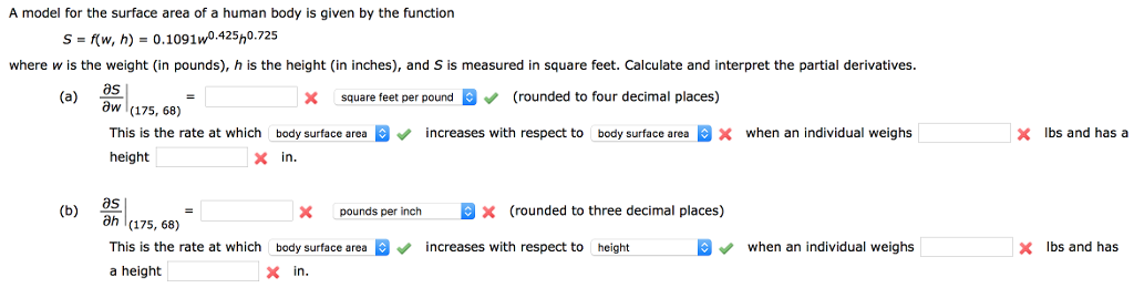 Solved A Model For The Surface Area Of A Human Body Is Given Chegg solved-a-model-for-the-surface-area-of-a-human-body-is-given-chegg